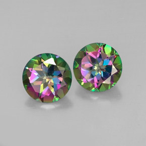 Gemas de topacio místico multicolor natural de  ct, corte redondo, VVS-VS