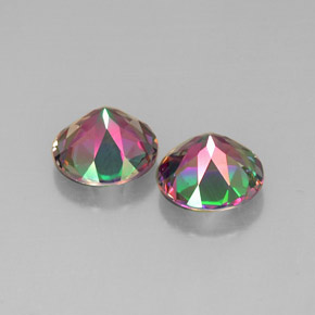 Gemas de topacio místico multicolor natural de  ct, corte redondo, VVS-VS