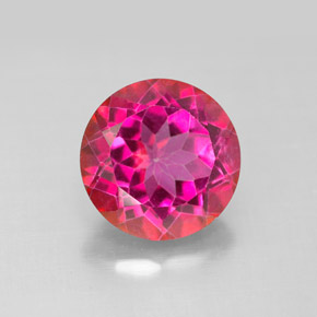 Topacio místico rojo natural de 4,67 ct, corte redondo, VS