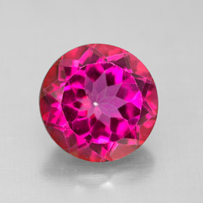 Topacio místico rojo natural de 4,68 ct, corte redondo, VS