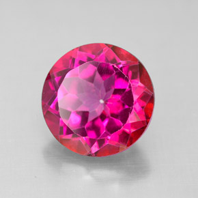 Topacio místico rojo natural de 4,68 ct, corte redondo, VS