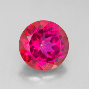 Topacio místico rojo natural de 4,69 ct, corte redondo, VS