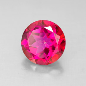 Topacio místico rojo natural de 4,73 ct, corte redondo, VS
