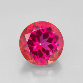 Topacio místico rojo natural de 4,90 ct, corte redondo, VS