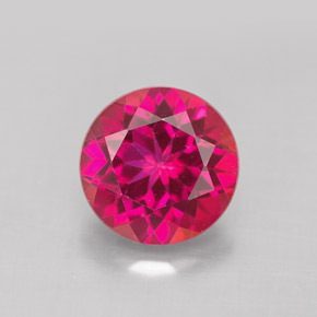 Topacio místico rojo natural de 4,59 ct, corte redondo, VS