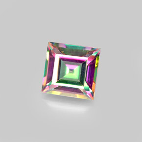 Topacio místico multicolor natural de 2,12 ct, cuadrado, VS