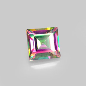 Topacio místico multicolor natural de 2,12 ct, cuadrado, VS