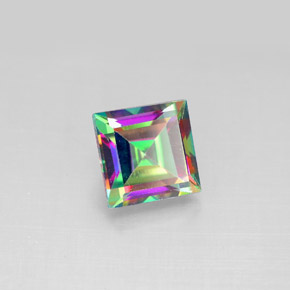 Topacio místico multicolor natural de 2,17 ct, cuadrado, VS