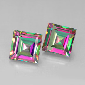 Gemas de topacio místico multicolor natural de  ct, cuadrado, VVS-VS