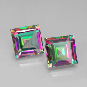 Gemas de topacio místico multicolor natural de  ct, cuadrado, VVS-VS