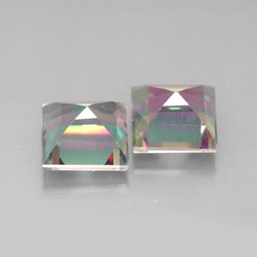 Gemas de topacio místico multicolor natural de  ct, cuadrado, VVS-VS