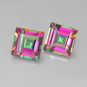 Gemas de topacio místico multicolor natural de  ct, cuadrado, VVS-VS