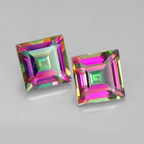 Gemas de topacio místico multicolor natural de  ct, cuadrado, VVS-VS