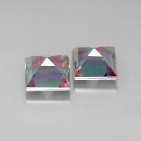 Gemas de topacio místico multicolor natural de  ct, cuadrado, VVS-VS