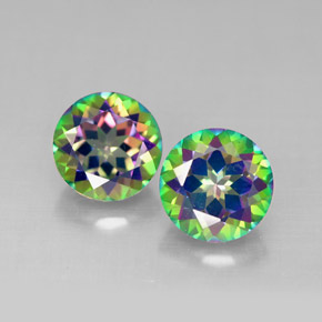 Gemas de topacio místico multicolor natural de  ct, corte redondo, VVS-VS