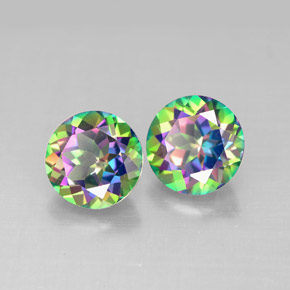 Gemas de topacio místico multicolor natural de  ct, corte redondo, VVS-VS