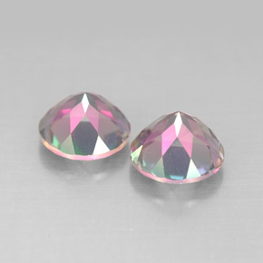 Gemas de topacio místico multicolor natural de  ct, corte redondo, VVS-VS