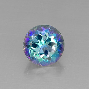 Topacio místico multicolor natural de 4,67 ct, corte redondo, VS