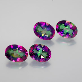 Gemas de topacio místico multicolor natural de  ct, corte óvalo, VVS-VS
