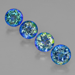 Gemas de topacio místico multicolor natural de  ct, corte redondo, VVS-VS