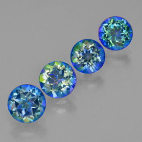 Gemas de topacio místico multicolor natural de  ct, corte redondo, VVS-VS