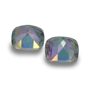 Gemas de topacio místico multicolor natural de  ct, corte cojín, VVS-VS