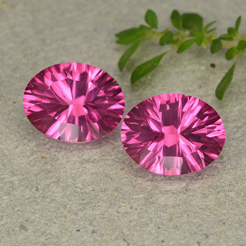 Gemas de topacio místico rosa oscuro natural de 4,43 ct, corte óvalo, VVS-VS