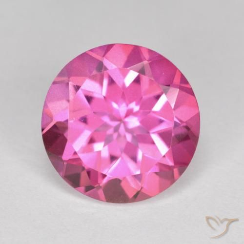Topacio místico Magenta intenso natural de 4.05 ct, Redondo, VVS-VS