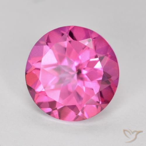 Topacio místico Magenta intenso natural de 4.05 ct, Redondo, VVS-VS
