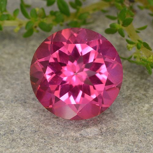 Topacio místico magenta intenso natural de 4,36 ct, corte redondo, VVS-VS