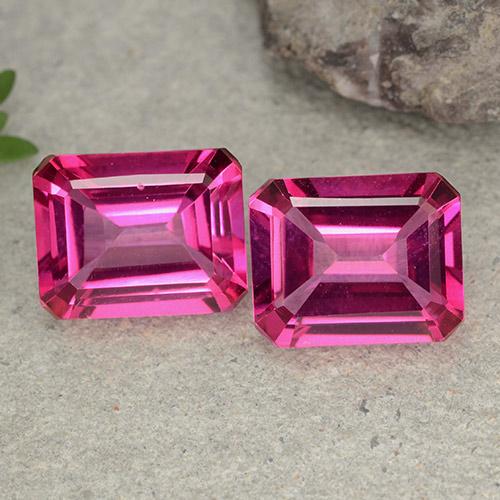 Gemas de topacio místico rosa oscuro natural de 7,26 ct, corte esmeralda, VVS-VS