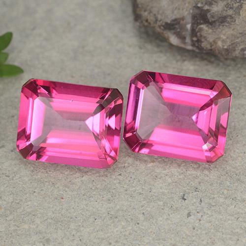 Gemas de topacio místico rosa oscuro natural de 7,26 ct, corte esmeralda, VVS-VS
