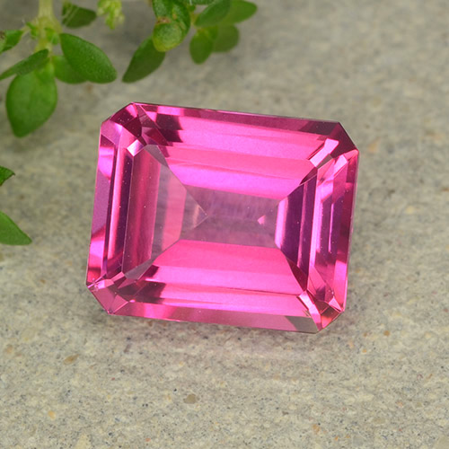 Topacio místico rosa oscuro natural de 3,74 ct, corte esmeralda, VVS