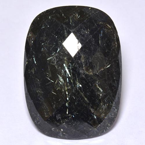 Nuummita negro natural de 20,17 ct, corte cojín, opaco