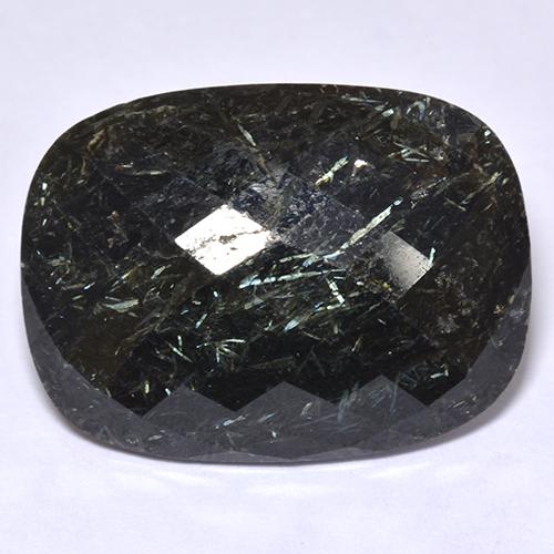 Nuummita negro natural de 20,17 ct, corte cojín, opaco