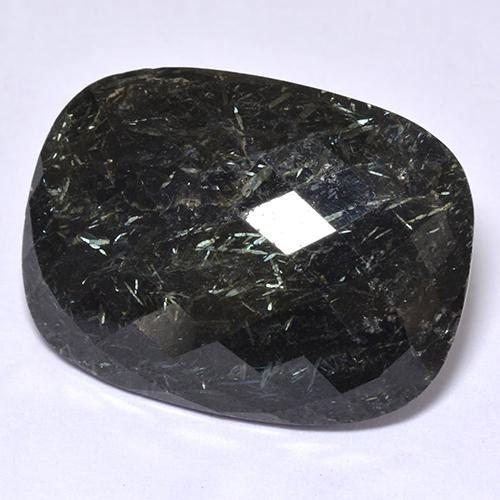 Nuummita negro natural de 20,17 ct, corte cojín, opaco
