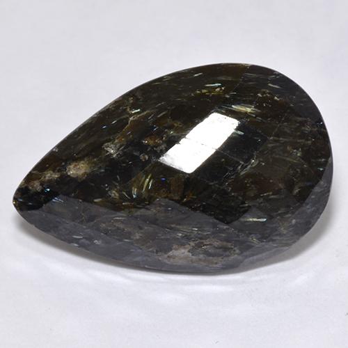 Nuummita negro natural de 12,45 ct, en forma de pera, opaco