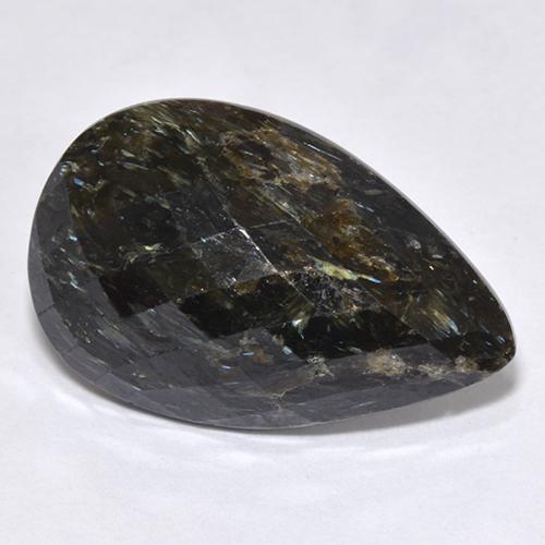 Nuummita negro natural de 12,45 ct, en forma de pera, opaco