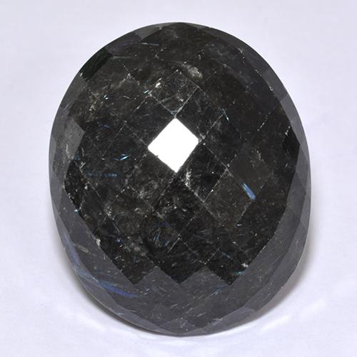 Nuummita negro natural de 29,81 ct, corte óvalo, opaco