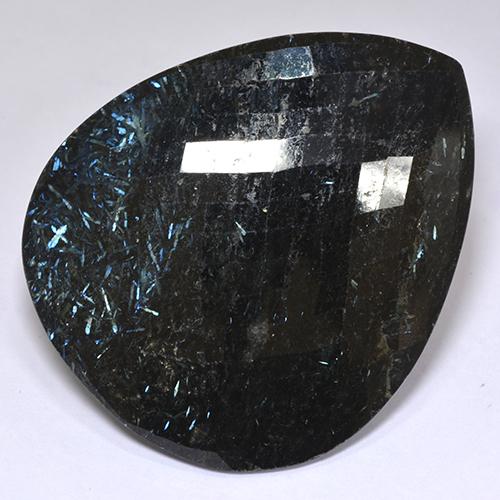Nuummita negro natural de 97,82 ct, en forma de pera, opaco