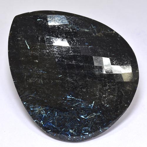 Nuummita negro natural de 97,82 ct, en forma de pera, opaco