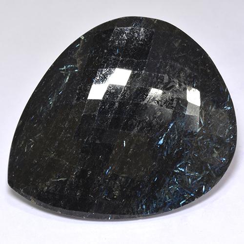 Nuummita negro natural de 97,82 ct, en forma de pera, opaco