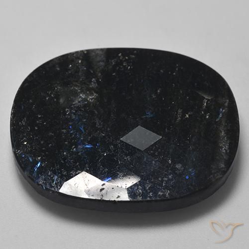 Nuummite Negro con destello azul natural de 40.32 ct, Forma Cojín, Opaco