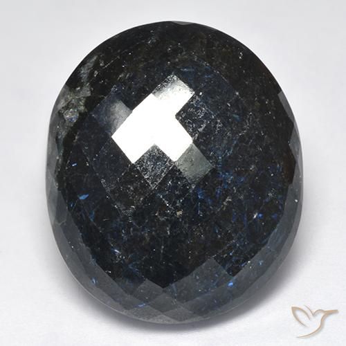 39.37ct Natural Negro con destello azul Nuummite, Ovalada, Opaco