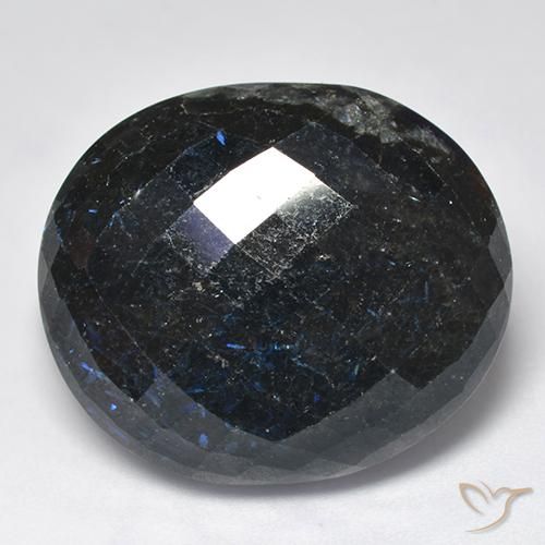 Nuummite Negro con destello azul natural de 39.37 ct, Ovalada, Opaco