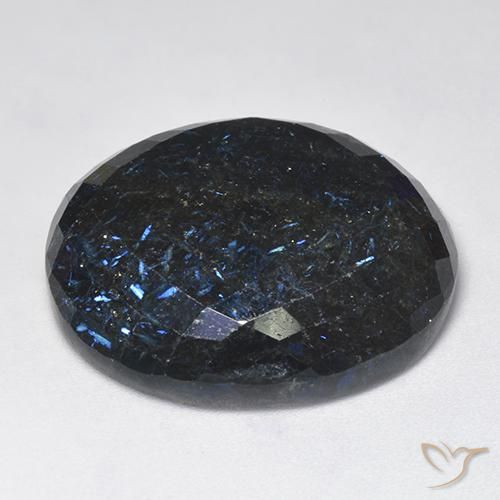 Nuummite Negro con destello azul natural de 39.37 ct, Ovalada, Opaco