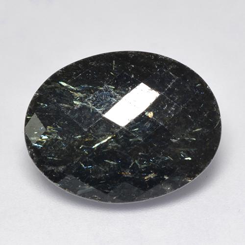 Nuummite Negro con destello azul natural de 15.94 ct, Corte Óvalo, Opaco