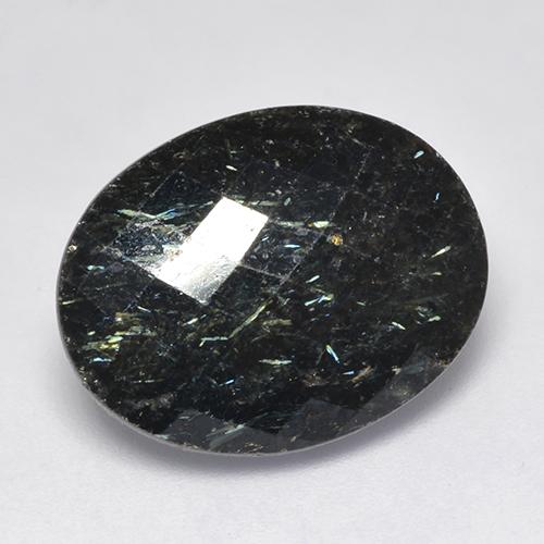 Nuummite Negro con destello azul natural de 15.94 ct, Corte Óvalo, Opaco