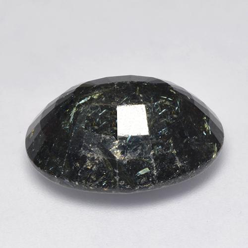 Nuummite Negro con destello azul natural de 15.94 ct, Corte Óvalo, Opaco