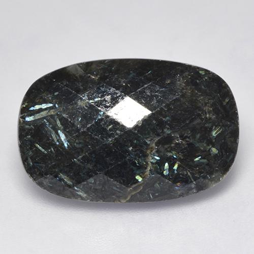 Nuummite Negro con destello azul natural de 16.10 ct, Corte Cojín, Opaco